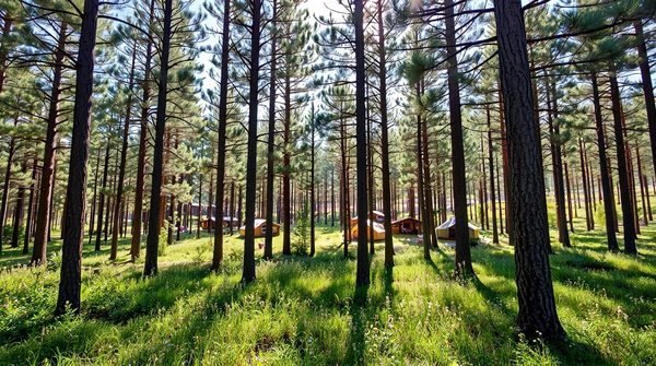 Le paradis du camping : la pinède en pleine drôme